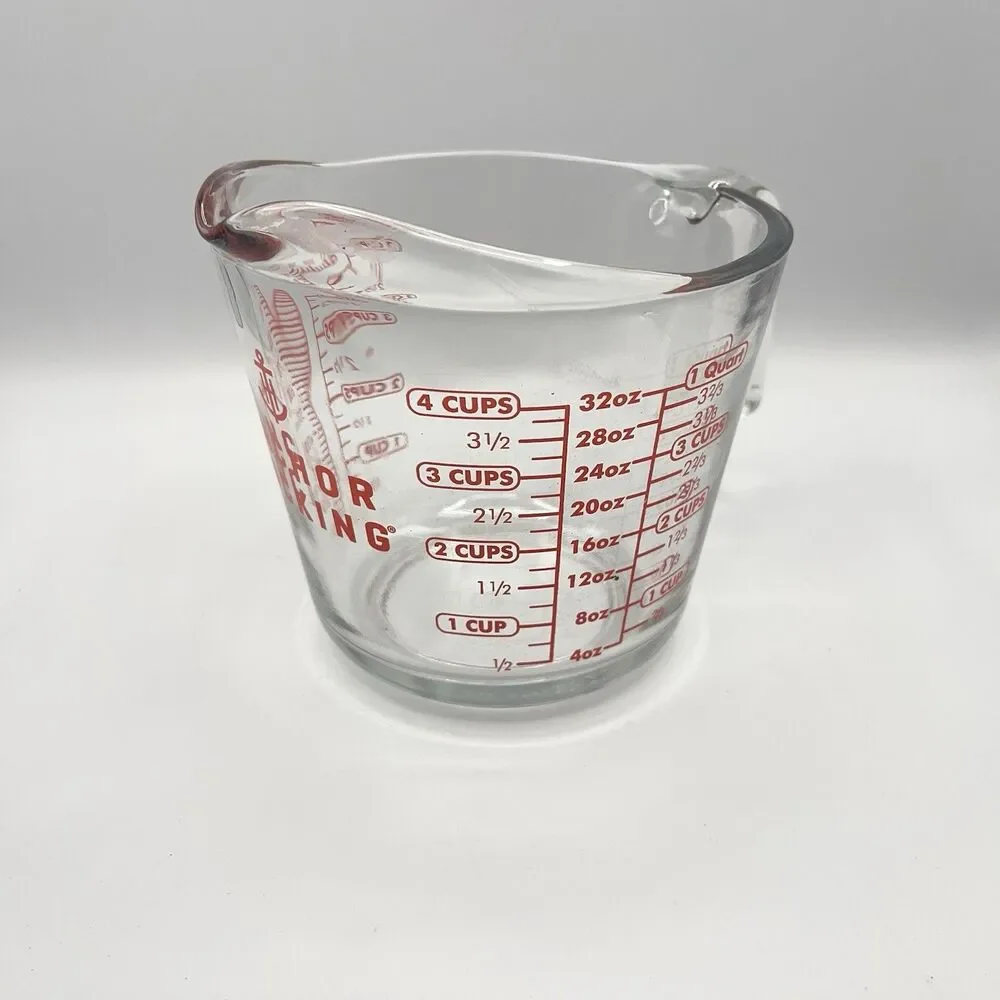 Anchor Hocking 4 Cup Glass Measuring Cup 32oz Red Lettering #8